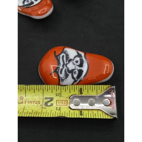 Vtg. Set of 4 Red Daruma Made In Japan 2" Ceramic Chopstick Holders - Picture 4 of 12